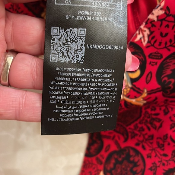 GUESS Red Elysian Floral Shaye OFF THE SHOULDER ruffle fitted SCUBA mini dress L - Picture 15 of 16